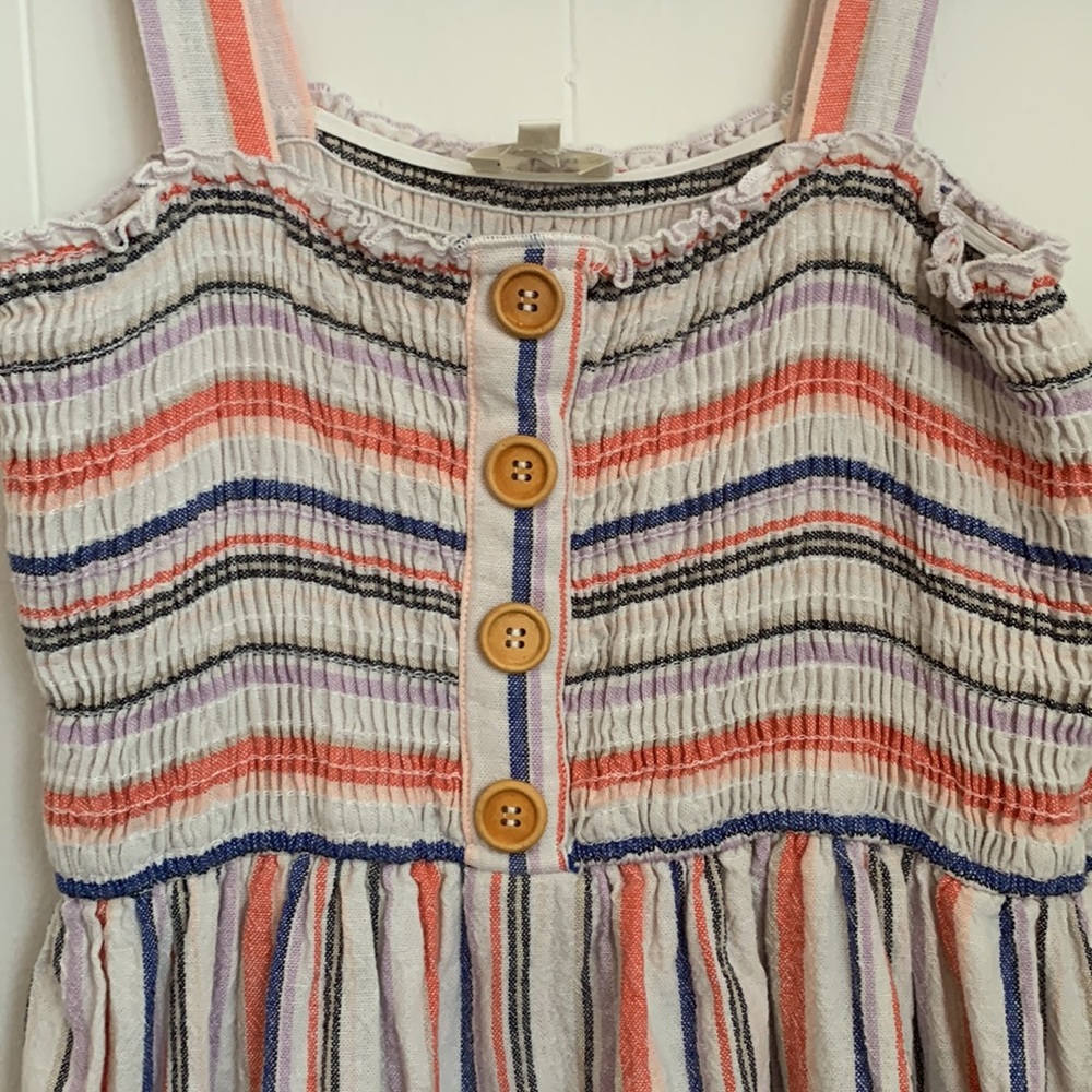 Ava James Striped Linen Knee Length Sun Dress